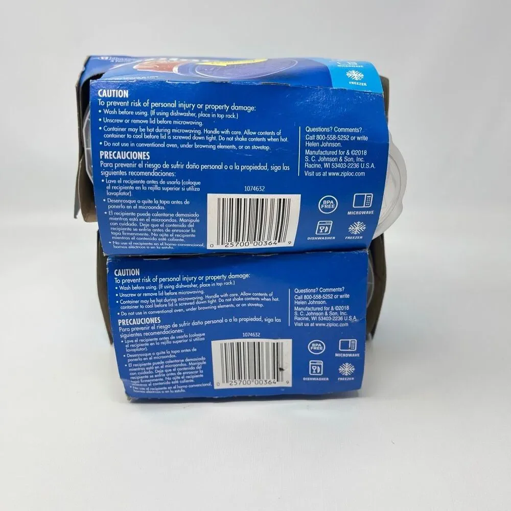 Two Packs Ziploc Twist 'N Loc Food Storage 4 Containers Extra Small 8 Oz New